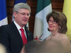 In this 2013 photo, then Prime Minister Stephen Harper is seen with Marjory LeBreton, Government Leader in the Senate. LeBreton spoke out over the weekend about a possible return to the Alliance/PC split that predated the formation of the modern Conservative Party.