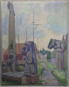 Totems, Masset, Queen Charlotte Island (1912) by Emily Carr is in the collection of the Museum of Vancouver.