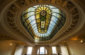The 30 foot long stained glass skylight in the BC permanent building.