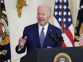 President Joe Biden speaks during a bill signing ceremony, June 13, 2022, in the East Room of the White House in Washington.&ampnbsp;The U.S. government is joining calls for Canada to participate in a probe of cross-border pollution coming from coal mines in southern British Columbia.&ampnbsp;CANADIAN PRESS/AP/Patrick Semansky