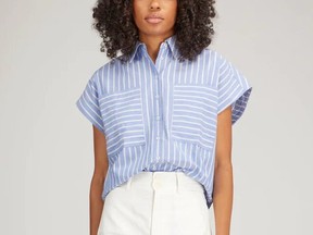 A blue 'Soller' blouse from Apart, 0 at Misch, misch.ca.