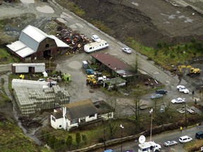 Aerial photo of part of the Pickton farm taken in February 2002, shortly after police began searching the Port Coquitlam property