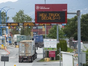 File photo of trucks at the Port of Vancouver.