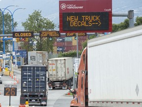 Trucks in the Port of Vancouver on Tuesday, June 21, 2022.