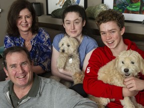 Sophie Cowin (second from left) with her mom Katherine, dad Michael and brother Max at their home in Vancouver.