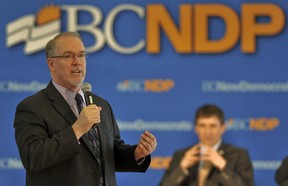 BC NDP-Führungskandidat John Horgan, 2. April, während der Führungsdebatte im Creekside Community Centre in Vancouver.