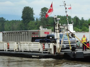 Cattle and horses were evacuated by barge from Barnston Island in 2018.