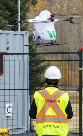 A drone lands at the Stellaton First Nation in northern BC