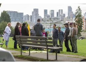 Members of Save Old Growth are offering nonviolent education training for anyone willing to participate in what the group believes are daily roadblocks to Metro Vancouver's roads, photographed at Jonathan Rogers Park in Vancouver, BC, June 13, 2022.