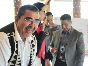 Musqueam Chief Wayne Sparrow shares a laugh in June when the vision for an indigenous-led 2030 Winter Olympics was unveiled. (NICK PROCAYLO/PNG)