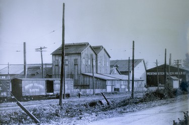 Photo of the 1922 buildings that is now the Kruger Products LP plant in New Westminster.
