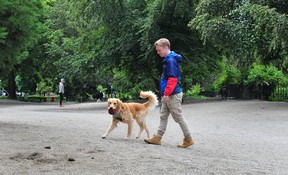 Jonny Alex Power with Hannibal at Nelson Dog Park in Vancouver on June 16, 2022.