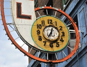 The Balmoral sign had a neon clock at the bottom.