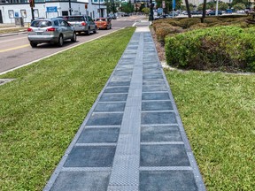 Solar power-generating sidewalks in Tampa, Florida from Vancouver-based company Solar Earth Technologies. Photo credit: Tony Sica Photography.