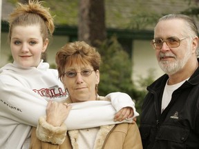 2006: The Frey family, 13-year-old Brittney, daughter of  Marnie Frey, and grandparents Lynn and Rick Frey at home in Campbell River