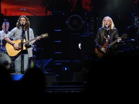 The Eagles played at the Scotiabank Saddledome in Calgary on Monday May 14, 2018. Don Henley is on drums; Deacon Frey -- the son of deceased band member Glenn Frey -- is on guitar in the middle of the photo; Joe Walsh is at right. To read a review of the concert from Herald writer Eric Volmers, go to calgaryherald.com