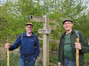 Ken and James on their two-week walk along the Thames River.