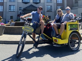 Laurie and Rich Klein on a Victoria Pedicab Co. tour with owner Andrew Capeau. Photo: Katie DeRosa