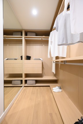 Custom closet in master bedroom.
