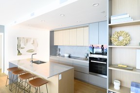 Kitchen furniture in Hawksley will have satin lacquer and wood finishes.