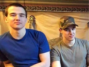 Photo of Mathew and Isaac Auchterlonie from Duncan, B.C., provided by the B.C. RCMP. Police identified the twin brothers, 22, as the suspects behind a shooting at the Bank of Montreal in Saanich on Tuesday, June 28, 2022. The brothers were killed during the shootout.