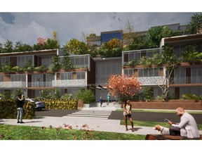 Artist rendering of 150 new townhouses to be built at 4195 Marine Drive in West Vancouver. This proposal includes three townhouse buildings, at three storeys in height.
