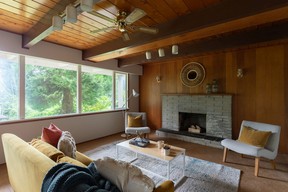 The downstairs rec room of the Brooks' house, which has the same design as the upstairs living room.