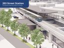 A rendering of the future 203 Street Station part of the Surrey-Langley SkyTrain extension project.