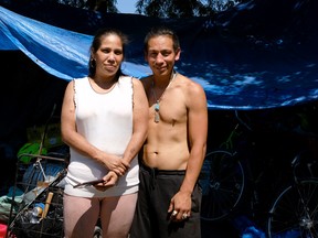 Brittany Littlejohn and hl’uunguuly’aq laa‘ygaa (Amos) outside of their home in CRAB Park on July 30.