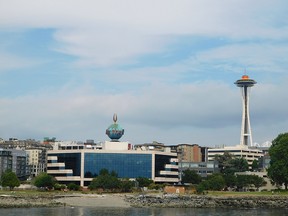 While the Space Needle gets most of the love as the city's iconic landmark, many locals consider the P-I Globe, first installed in 1948, the real treasure of the skyline. CREDIT: Andrew McCredie