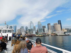 Heading back to Pier 55 after the hour-long harbour cruise. CREDIT: Andrew McCredie