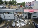 Emergency services were called to a business parking garage roof collapse on E. Broadway near Rupert Street in Vancouver on Thursday.