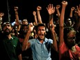 People dance as they celebrate the resignation of Sri Lanka's President Gotabaya Rajapaksa at a protest site, amid the country's economic crisis, in Colombo, Sri Lanka July 14, 2022.