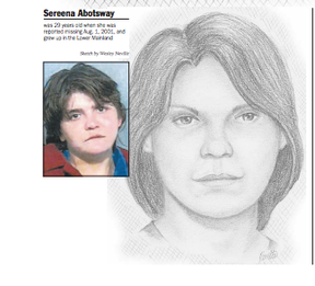 Sketch of Sereena Abotsway by artist Wesley Neville.