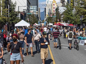 The Granville entertainment district will be taken over by pedestrians and performers every weekend in August.