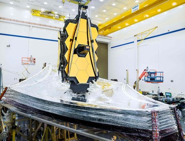 In this undated file photo released by Nasa shows the James Webb Telescope being readied for launch.