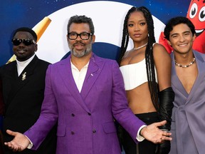 Actor Daniel Kaluuya, director Jordan Peele, actress Keke Palmer and actor Brandon Perea (left to right) at the world premiere of Universal Pictures ‘Nope’ at the Chinese theatre in Hollywood, Calif., on July 18, 2022.