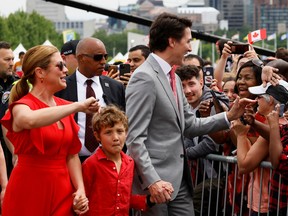 Canada’s Prime Minister Justin Trudeau arrives with his family to attend the Canada Day ceremony in Ottawa.