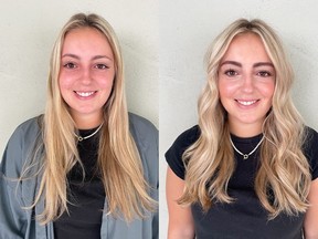 Devon Litherland, before and after her makeover.