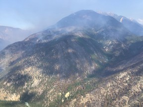 A wildfire burning near Lytton on July 22, 2022.