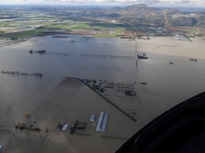 Farmland flooded in the Fraser Valley in November 2021.