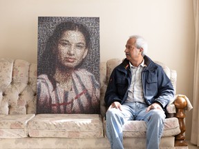 In For My Father, Manny Mohal interviews his father Inderjit about his life. Pictured: Sital Mahal (in portrait) and Inderjit Mahal.