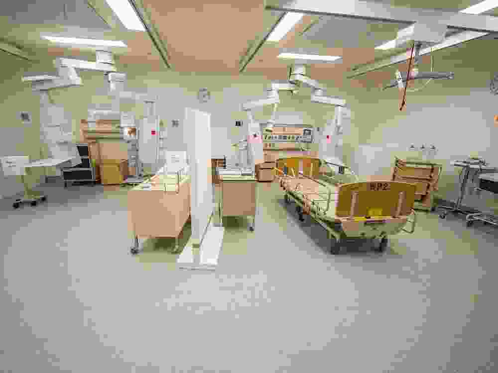 A full-sized mock-up of Burnaby Hospital’s future resuscitation (trauma) room.