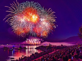 Tens of thousands of onlookers turn out for Team Canada's Celebration of Light on Wednesday.