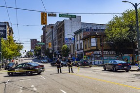 Scene of a police shooting in the DTES between 8 to 8:30 AM on Saturday morning.