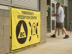 An emergency reception centre set up in Chilliwack for evacuees of a forest fire in Logan Lake in 2021.