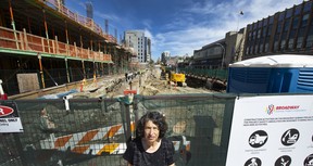 Vancouver city council aims to turn the Broadway corridor into a massive “second downtown.” But Christina DeMarco says Metro Vancouver’s plan is for the region’s next “downtown” to be Surrey Centre. She stands near Broadway and Granville, which is slated for intense development.