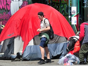 One of the more than 100 tents pitched on East Hastings Street in Vancouver on July 21.