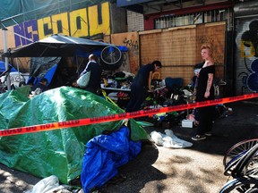 Scenes from the Downtown Eastside on East Hastings St. as the Vancouver Fire Department has ordered the sidewalks cleared due to the ongoing health and safety risk in Vancouver, BC., on July 27, 2022.