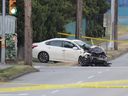 The scene of a deadly crash at the intersection of 10th Avenue and 6th Street in New Westminster on July 27.